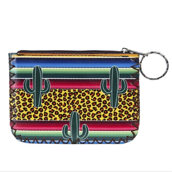 Cheetah Print Saguaro Cactus Wallet Set Cardholder ID Credit Card Coin Purse - Picture 10 of 12